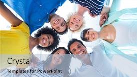  Presentation with huddle - Audience pleasing PPT theme consisting of fun days - low angle portrait of confident backdrop and a light blue colored foreground