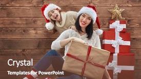  Presentation with christmas presents - Cool new PPT theme with fun days - merry christmas and happy holidays backdrop and a tawny brown colored foreground