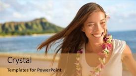  Presentation with waikiki beach - Theme having fun during her travel summer background and a gold colored foreground