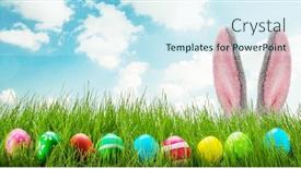  Presentation with ears - Cool new PPT layouts with fun-easter-rabbit-ears-eggs backdrop and a cool aqua colored foreground