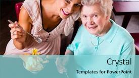  Presentation with ice cream sundae - Colorful theme enhanced with fun eating ice cream sundae backdrop and a arctic colored foreground