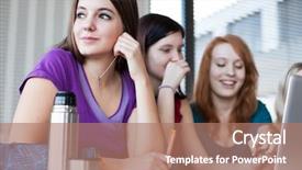  Presentation with students walking to class - PPT theme having jewelry concept portrait background and a violet colored foreground