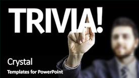  Presentation with trivia - Slide set having fun facts - business man pointing to black background and a black colored foreground