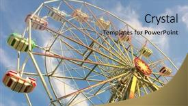  Presentation with ferris wheel - Presentation theme consisting of carousel swing ride fair - ferris wheel with blue sky background and a light blue colored foreground