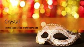  Presentation with carnival - Presentation featuring fun fest - beautiful carnival mask on table background and a gold colored foreground