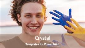  Presentation with holi - Slide deck consisting of fun fest - cheerful young man standing background and a coral colored foreground