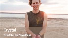  Presentation with holi - Beautiful theme featuring fun fest - cheerful young man standing backdrop and a coral colored foreground
