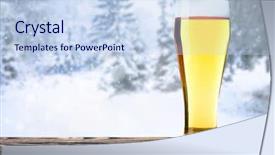  Presentation with beer - PPT theme featuring fun fest - glass of beer on wooden background and a  colored foreground