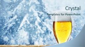  Presentation with beer - Audience pleasing slides consisting of fun fest - glass of beer on wooden backdrop and a sky blue colored foreground