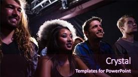  Presentation with concert - Presentation theme consisting of fun fest - group of friends watching background and a  colored foreground