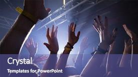  Presentation with concert band dancing - PPT theme enhanced with fun fest - group of people dancing background and a ocean colored foreground