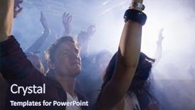  Presentation with concert - Presentation design featuring fun fest - group of people dancing background and a  colored foreground