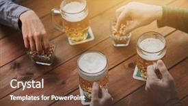  Presentation with pub - Cool new slides with fun fest - people leisure and drinks concept backdrop and a tawny brown colored foreground