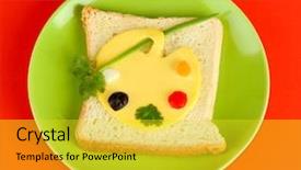 Presentation with kids food - Beautiful presentation theme featuring fun food for kids backdrop and a yellow colored foreground