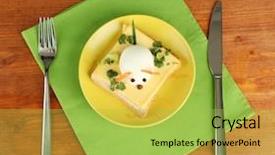  Presentation with kids food - Beautiful PPT theme featuring fun food for kids on wooden background backdrop and a yellow colored foreground