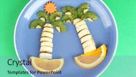  Presentation with kids food - PPT theme enhanced with fun food for kids on color background background and a light blue colored foreground