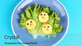  Presentation with kids food - Presentation theme with fun food for kids on color background background and a light blue colored foreground