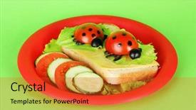  Presentation with kids food - Amazing slides having fun food for kids on green background backdrop and a red colored foreground