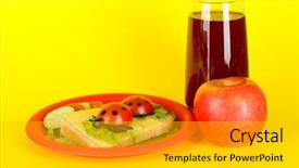  Presentation with kids food - PPT theme with fun food for kids on yellow background background and a gold colored foreground