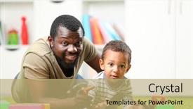  Presentation with children - Presentation theme consisting of fun games - father and son paying background and a  colored foreground