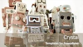  Presentation with robot - Theme consisting of fun group of robot toys background and a coral colored foreground