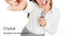  Presentation with microphone - Audience pleasing presentation design consisting of uk fistral beach with wave backdrop and a light blue colored foreground