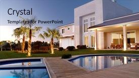  Presentation with architecture - Presentation design with fun house - architecture background and a teal colored foreground