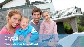  Presentation with family new born - Slide deck having fun house - happy family of 4 people background and a teal colored foreground