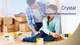  Presentation with diy - Audience pleasing slide deck consisting of fun house - renovation diy paint couple backdrop and a sky blue colored foreground