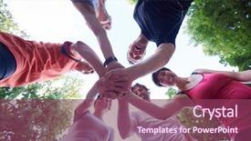  Presentation with group training - PPT layouts having jogging people group friends have background and a violet colored foreground