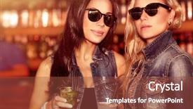  Presentation with sunset drinks - Presentation theme having fun in the outdoor bar background and a tawny brown colored foreground