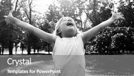  Presentation with rain - Presentation design featuring little boy has fun in the summer rain black and white background and a gray colored foreground
