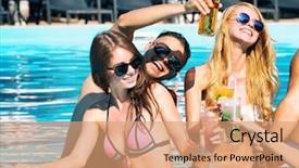  Presentation with swimming pool - Colorful slide set enhanced with fun in the swimming pool backdrop and a coral colored foreground