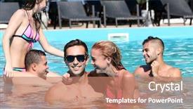  Presentation with swimming pool - Audience pleasing presentation theme consisting of fun in the swimming pool backdrop and a coral colored foreground