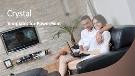  Presentation with joyful - Cool new PPT theme with bench in public park with shadow of green tree backdrop and a tawny brown colored foreground