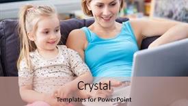  Presentation with mother tiger and lion - Colorful theme enhanced with fun internet - mother and daughter using laptop backdrop and a coral colored foreground