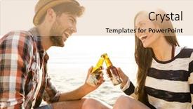  Presentation with fun - Theme having fun laughing and drinking beer background and a coral colored foreground