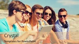  Presentation with friendship - Slide set with fun music - friendship leisure summer and people background and a  colored foreground