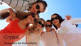  Presentation with young people in the club - Slides featuring fun on a beach great background and a  colored foreground