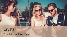  Presentation with luxury yacht - Beautiful PPT theme featuring fun on a luxury yacht backdrop and a coral colored foreground