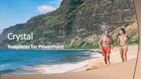  Presentation with summer sun - Presentation design consisting of fun on beach summer vacation background and a ocean colored foreground