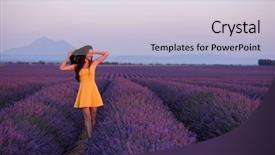  Presentation with flower woman - Slides with fun on purple flower lavander background and a  colored foreground