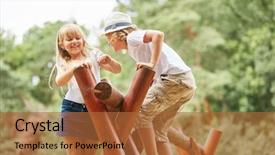  Presentation with kids gym - Beautiful slide set featuring fun on the jungle gym backdrop and a red colored foreground