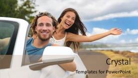  Presentation with road trip - Cool new PPT theme with fun on travel vacation free backdrop and a coral colored foreground