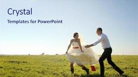  Presentation with wedding muslim couple - Amazing slide deck having fun outdoor in field catch backdrop and a sky blue colored foreground