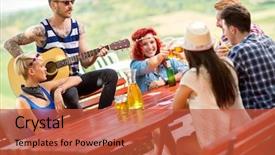  Presentation with two glasses of champagne - Theme with fun outing - two young girls with glasses background and a red colored foreground