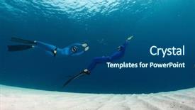  Presentation with fun - Audience pleasing PPT theme consisting of fun over the sandy sea backdrop and a ocean colored foreground