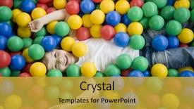  Presentation with colorful - Cool new presentation theme with fun park - happy girl playing in colorful backdrop and a gold colored foreground