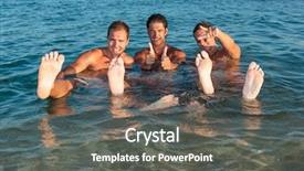  Presentation with virile young men - Beautiful PPT theme featuring fun picnic - three young muscular men backdrop and a  colored foreground