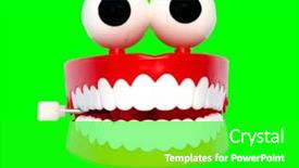  Presentation with eyes - Presentation design with fun-plastic-teth-with-eyes background and a shamrock green colored foreground